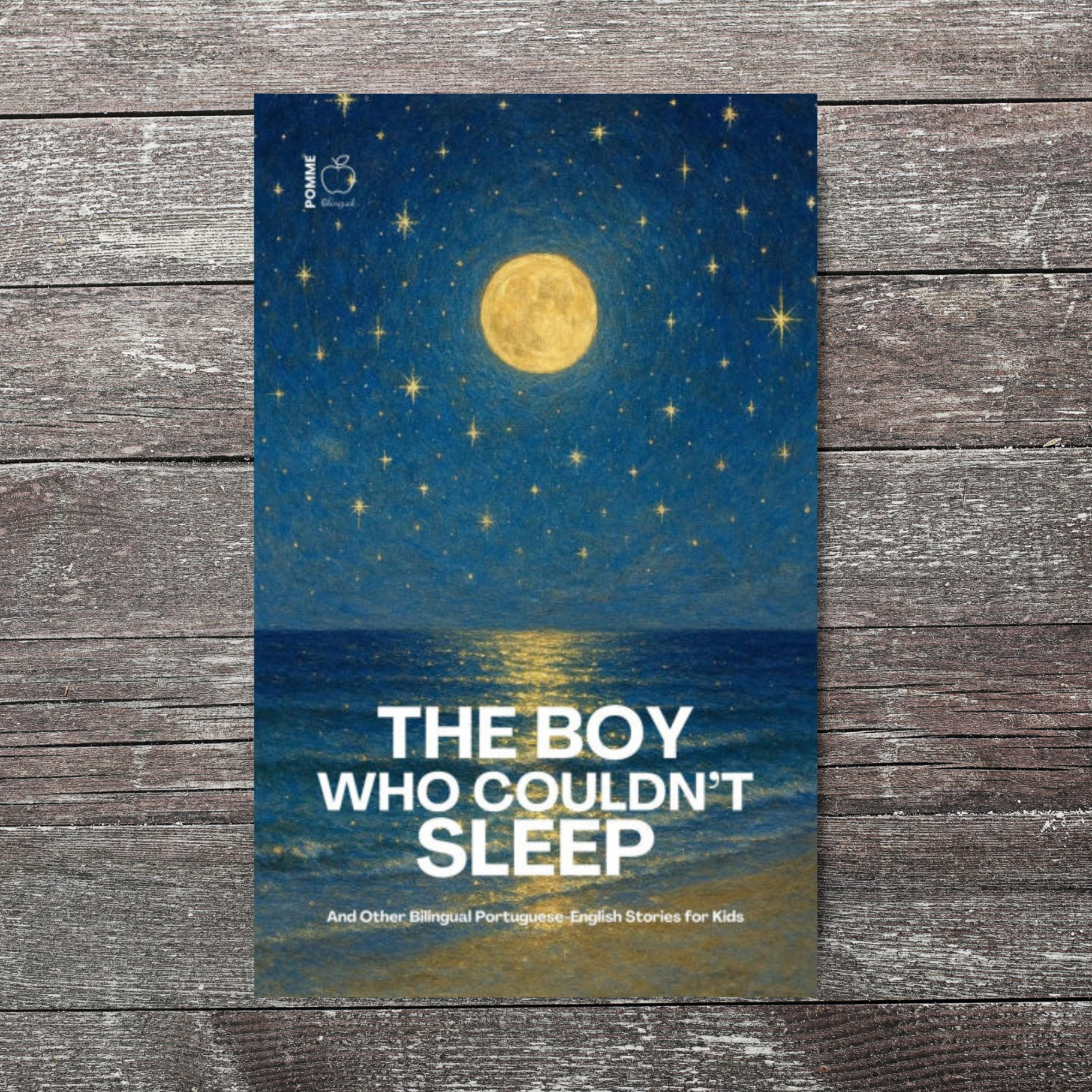 Cover of "The Boy Who Couldn't Sleep" featuring a moonlit ocean scene.
