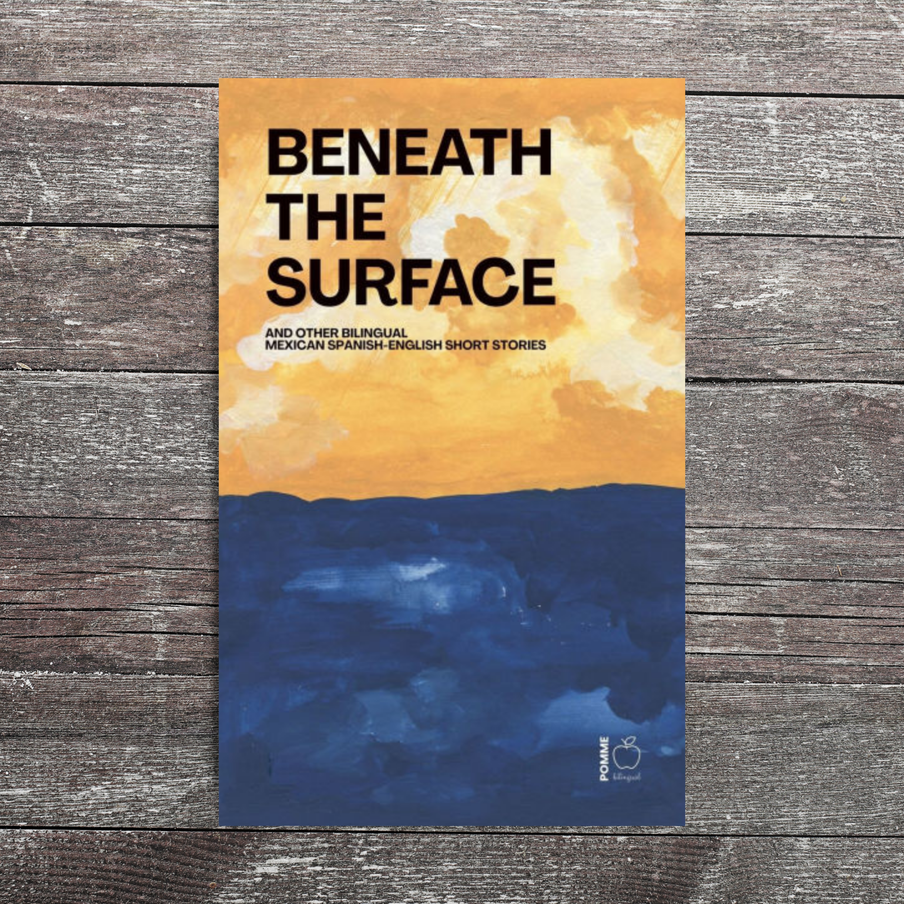 Book cover with the title "Beneath the Surface" in bold against an orange and blue background.