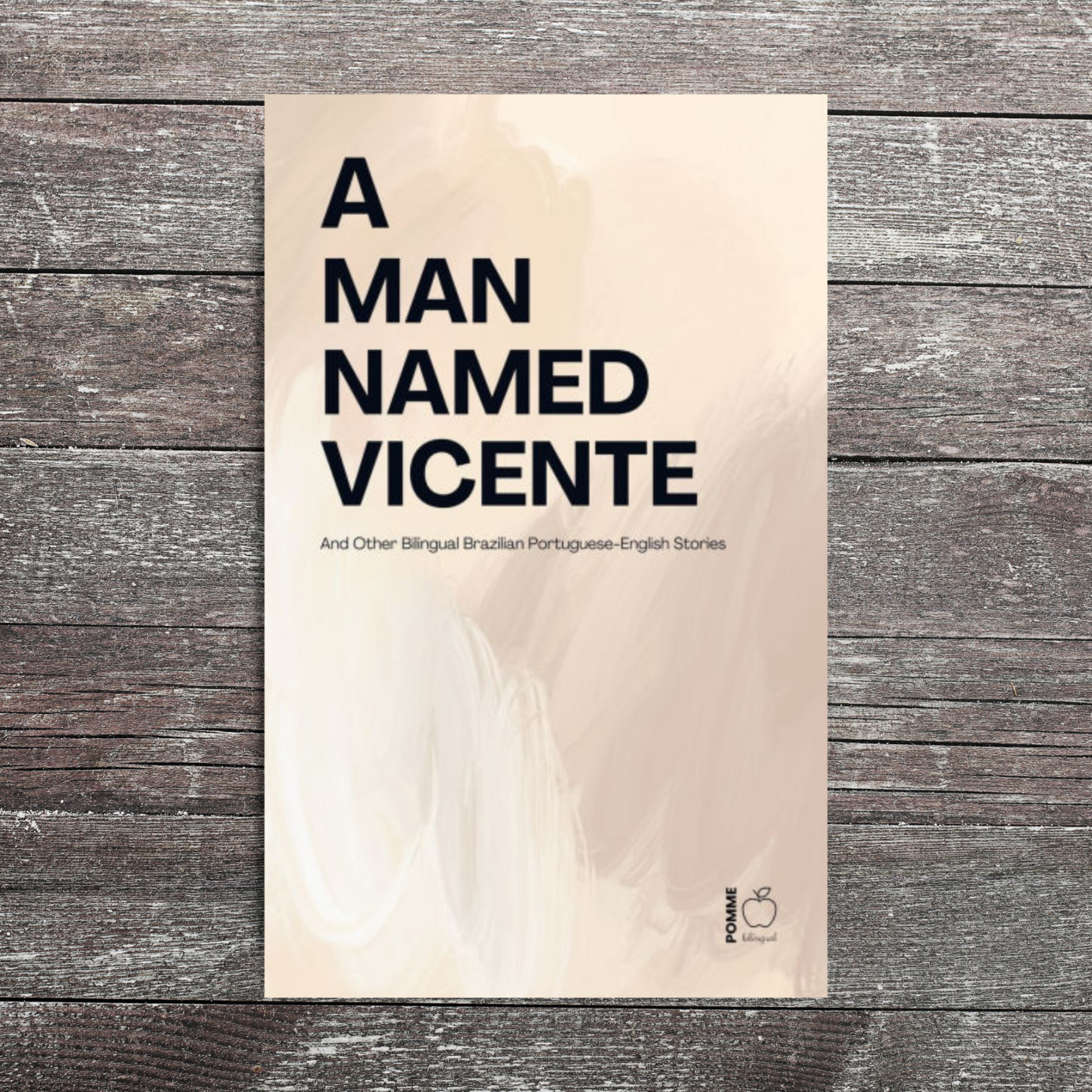 Book cover titled "A Man Named Vicente" with a minimalist design and soft colour palette.